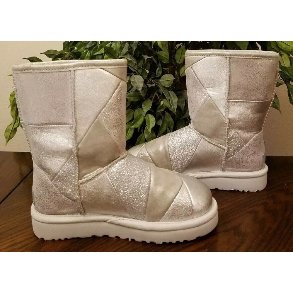 Ugg Womens Classic Patchwork Glitter Silver Spark… - image 8